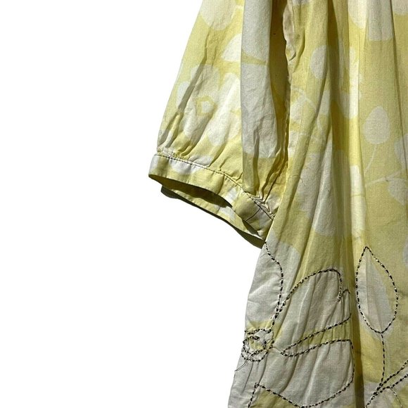 cAbi size M butter yellow floral print lightweight embroidery semi sheer top - Picture 3 of 9